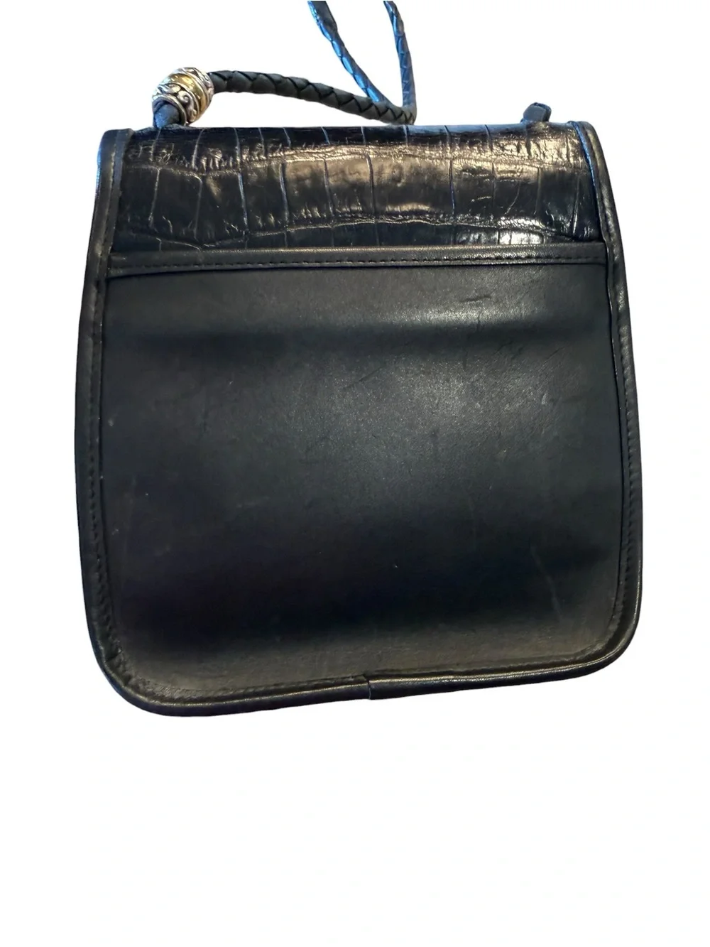 Brighton Black Croc-Embossed Heart Accent Shoulder Bag